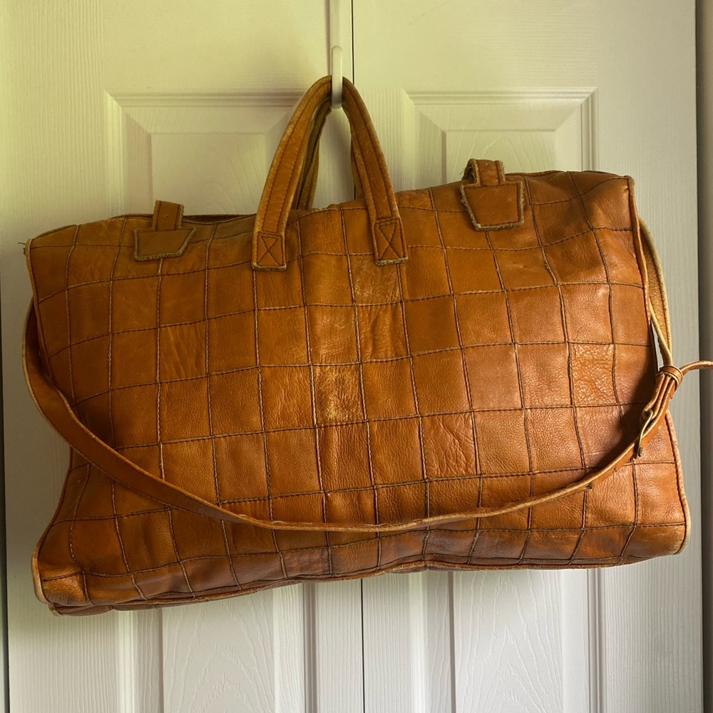 Vintage Square Patch Leather Duffel 🧳
